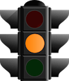 Traffic light with amber light on 